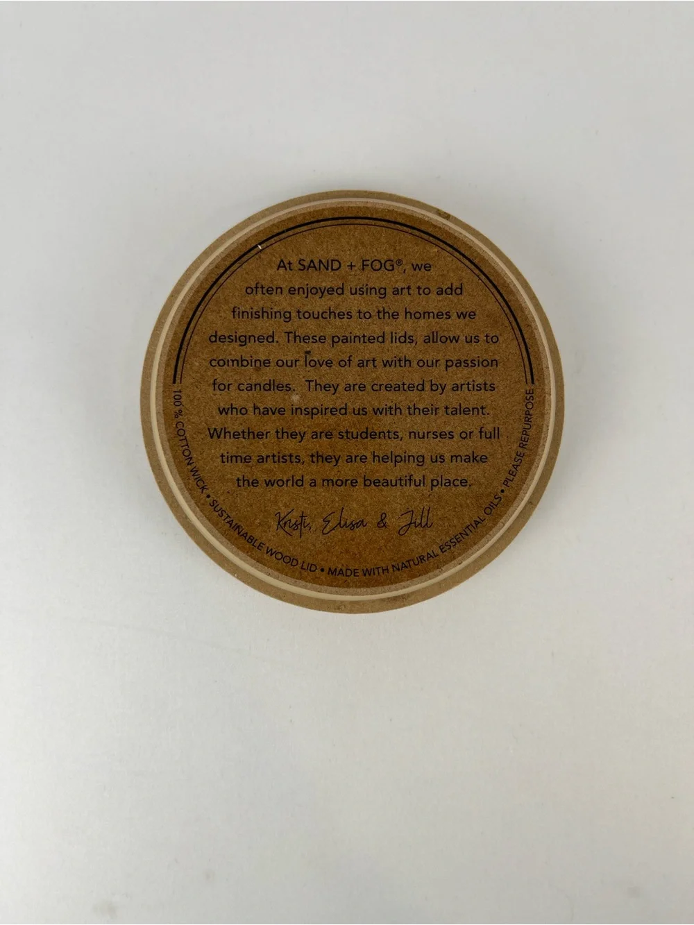 Sand + Fog Sand + Paws 2 Wick 12oz Candle Replacement Pumpkin Wood Lid Pink Tan